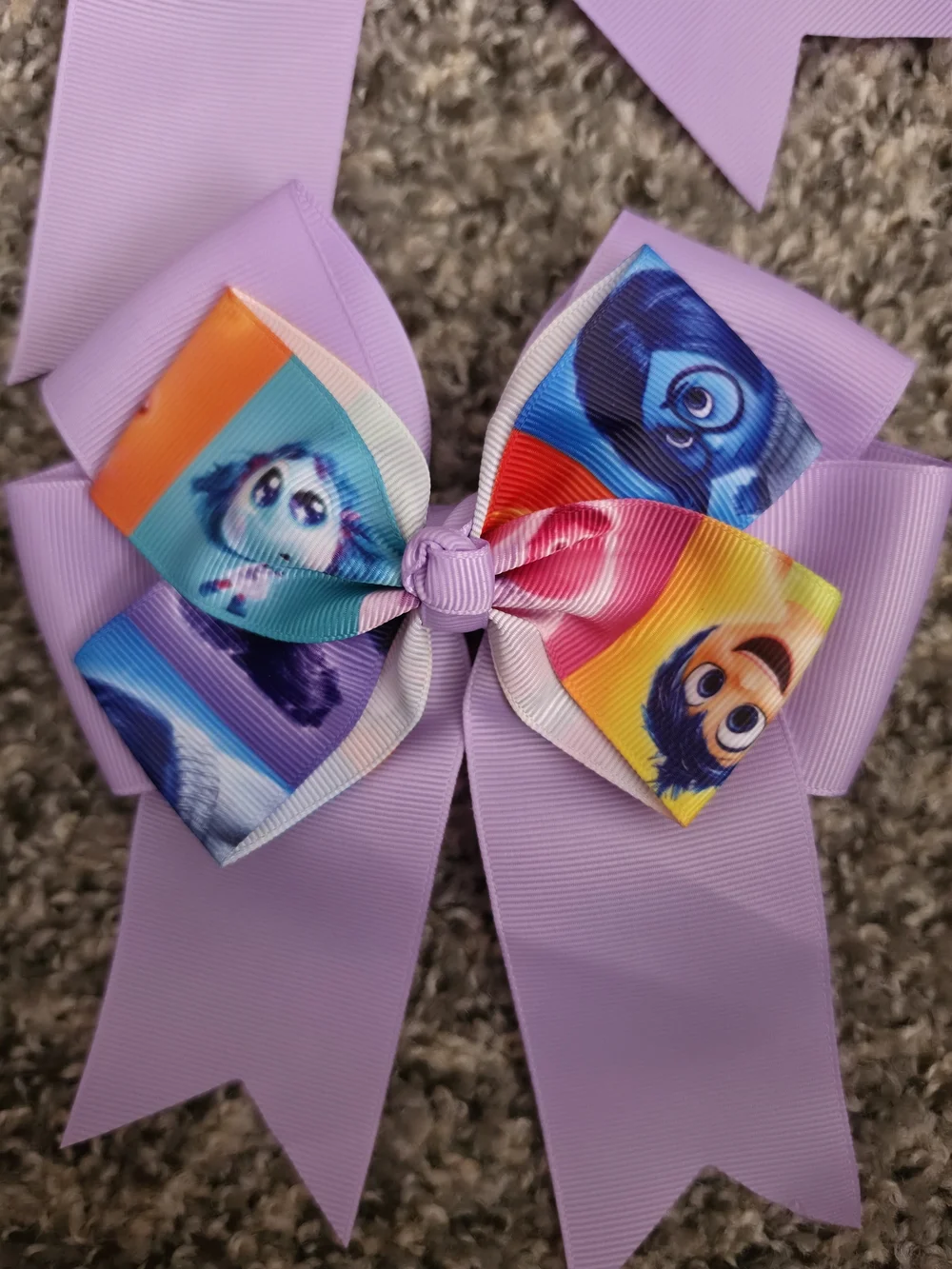 Set of 2 Inside Out Character Bow Hair Clips Girls Purple Cartoon Print